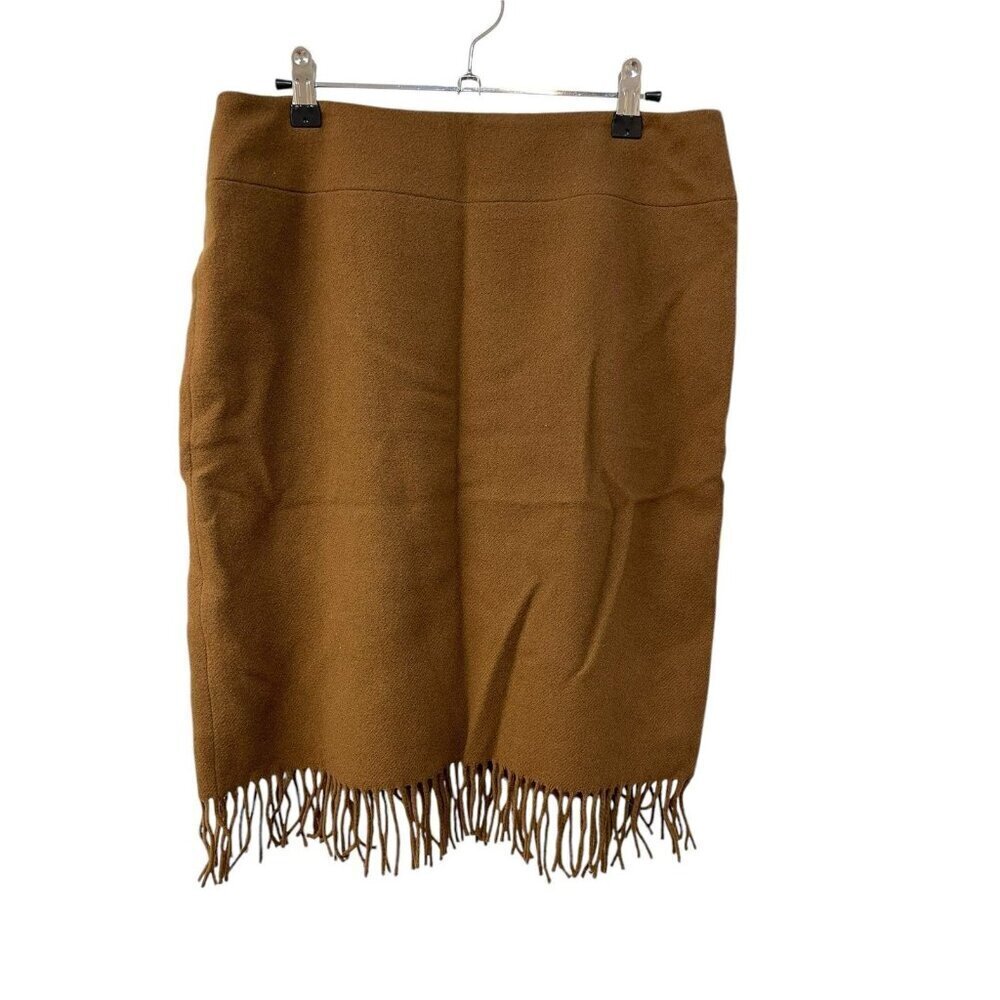 Jones New York 100% Wool Fringe Skirt Brown Size 10 Petite Western